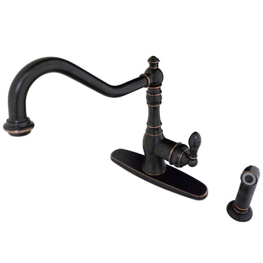 Kingston Brass Gourmetier American Classic 8" Centerset Single Handle Kitchen Faucets with Matching Sprayer-Kitchen Faucets-Free Shipping-Directsinks.