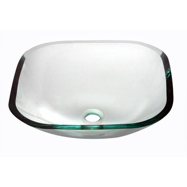 Dawn Tempered Clear Glass Square Shape Vessel Bathroom Sink-Bathroom Sinks Fast Shipping at DirectSinks.
