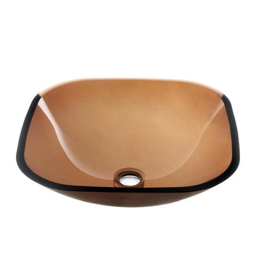 Dawn Tempered Brown Glass Square Shape Vessel Bathroom Sink-Bathroom Sinks Fast Shipping at DirectSinks.