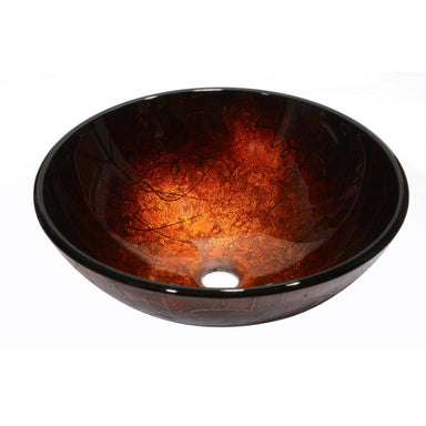 Dawn Round Shape Hand Painted Fiery Brown Tempered Glass Vessel Bathroom Sink-Bathroom Sinks Fast Shipping at DirectSinks.