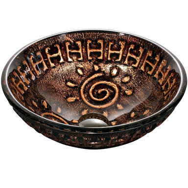 Dawn Round Shape Hand Painted Copper and Gold Tempered Glass Vessel Bathroom Sink-Bathroom Sinks Fast Shipping at DirectSinks.