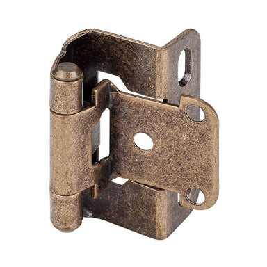 Hardware Resources 1/2" Overlay Self-closing Partial Wrap 2 Hole Hinge in Burnished Brass-DirectSinks