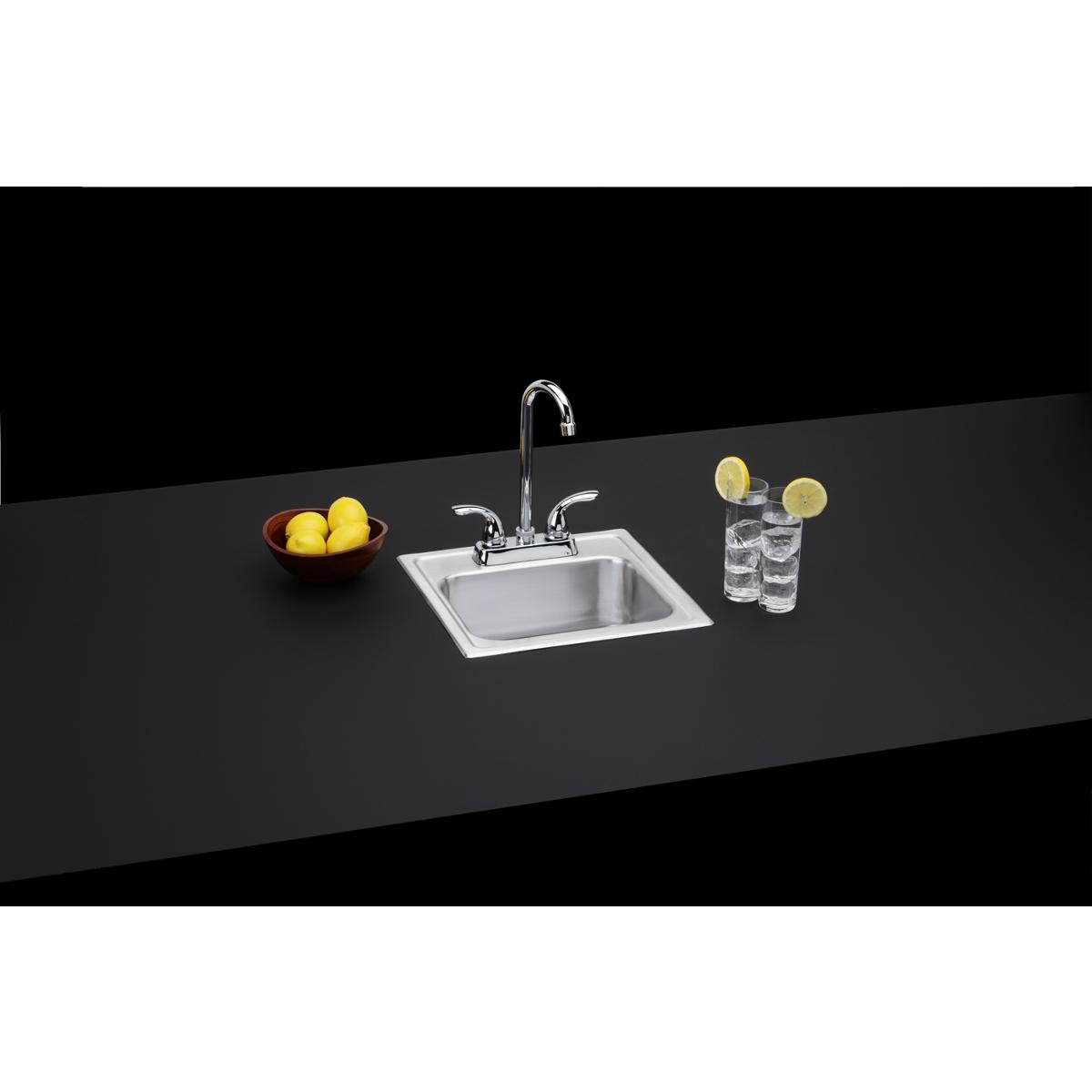 Elkay Dayton Stainless Steel 15" x 15" x 6" Single Bowl Drop-in Bar Sink and Faucet Kit