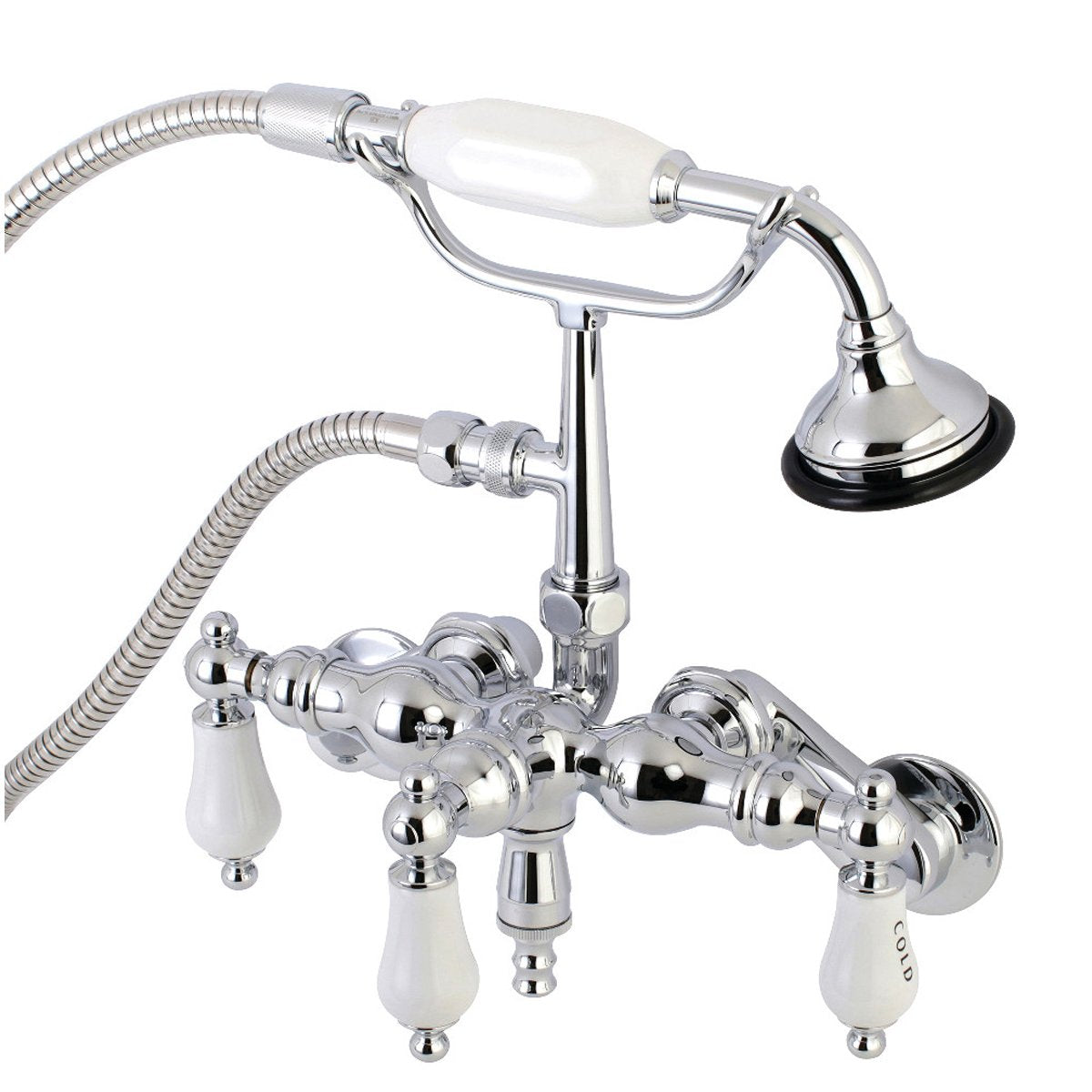 Kingston Brass AE423TX-P Aqua Vintage 3-3/8-Inch Adjustable Wall Mount Clawfoot Tub Faucet with Hand Shower