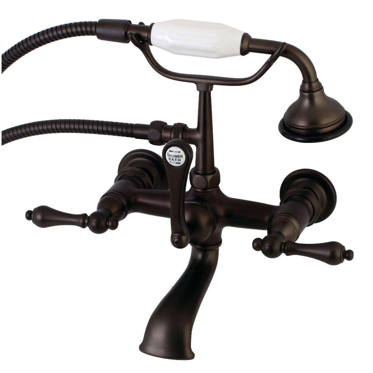 Kingston Brass AE551TX-P Aqua Vintage Wall Mount Tub Faucet with Hand Shower