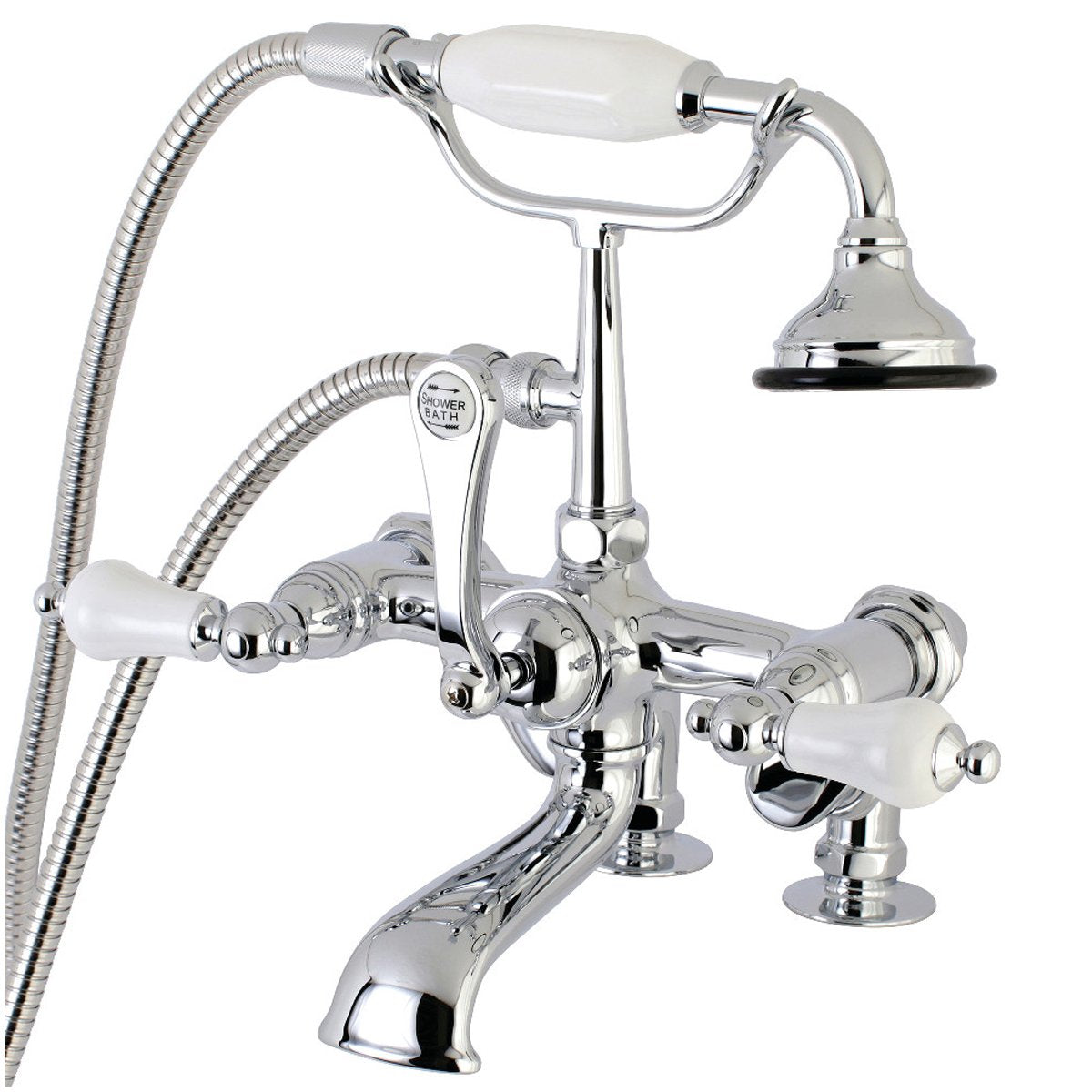 Kingston Brass AE655TX-P Aqua Vintage 7-Inch Adjustable Clawfoot Tub Faucet with Hand Shower