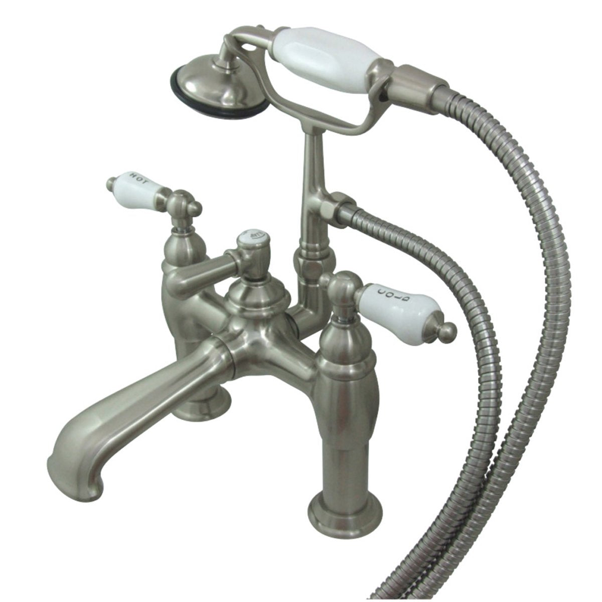 Kingston Brass CC607TX-P Vintage 7-Inch Deck Mount Tub Faucet with Hand Shower