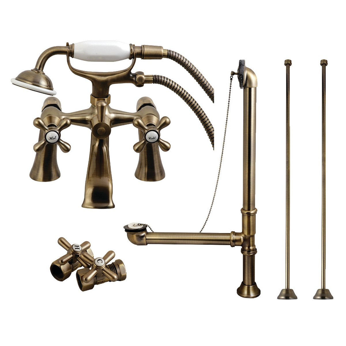 Kingston Brass Vintage Deck Mount Clawfoot Tub Faucet Package