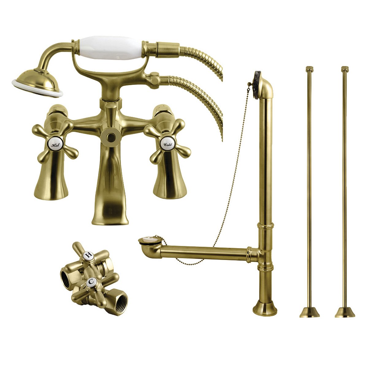 Kingston Brass Vintage Deck Mount Clawfoot Tub Faucet Package