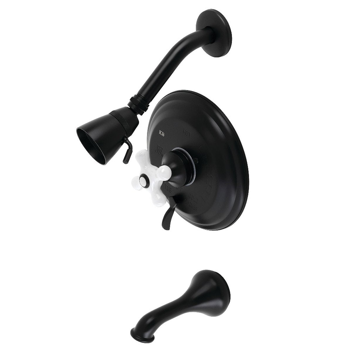 Kingston Brass KB363X0PX-P Restoration Tub and Shower Faucet in Matte Black
