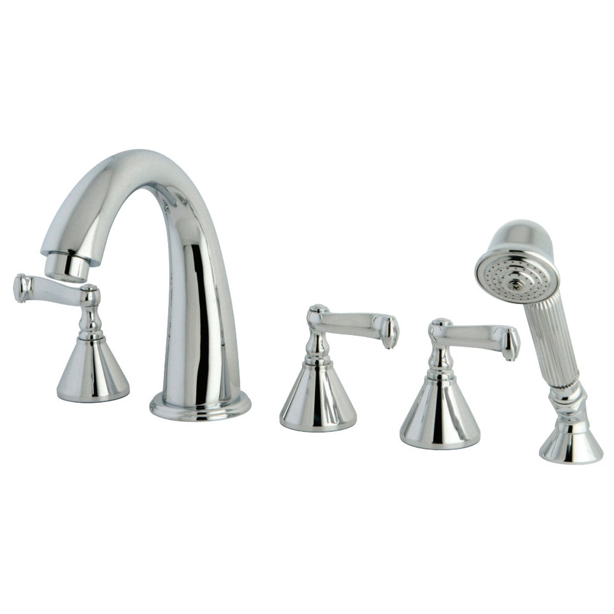 Kingston Brass Roman 3-Lever Handles Tub Faucet with Hand Shower