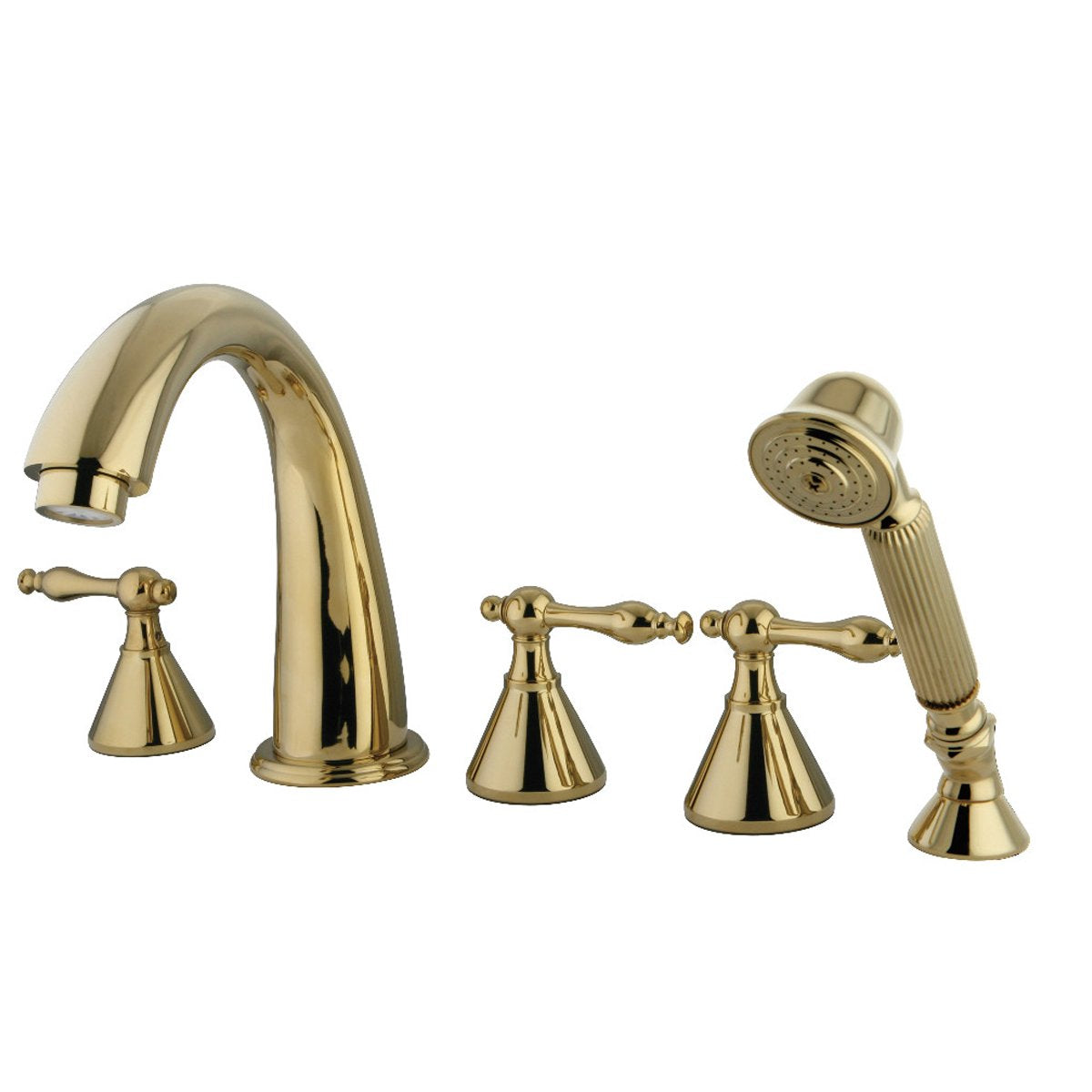Kingston Brass Roman Lever Handles Tub Faucet with Hand Shower
