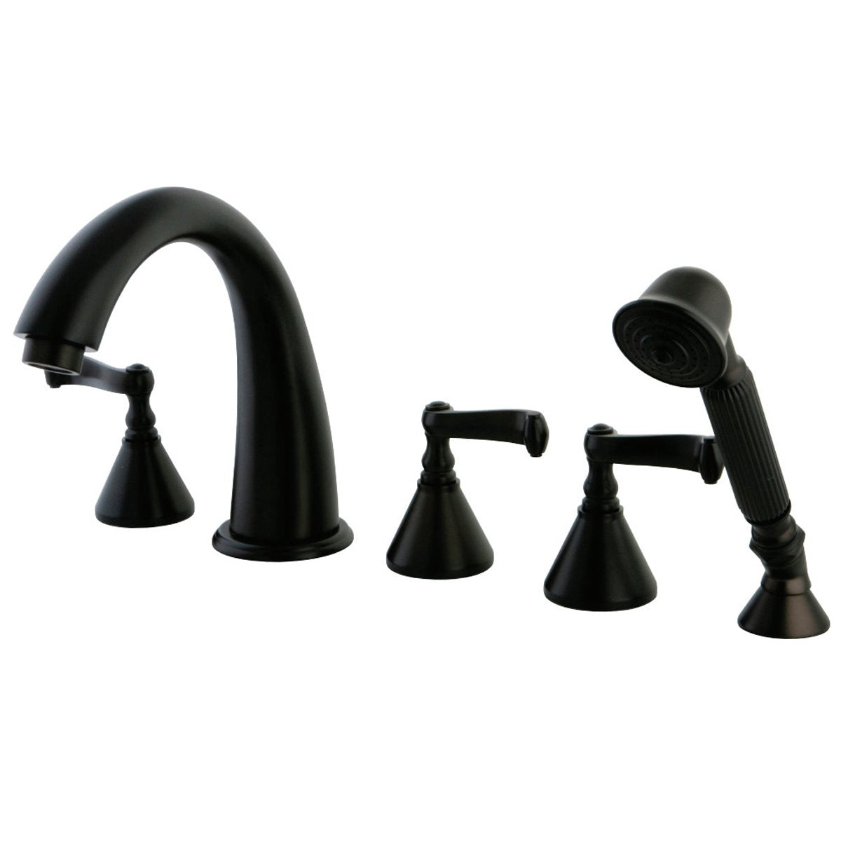 Kingston Brass Roman 3-Lever Handles Tub Faucet with Hand Shower