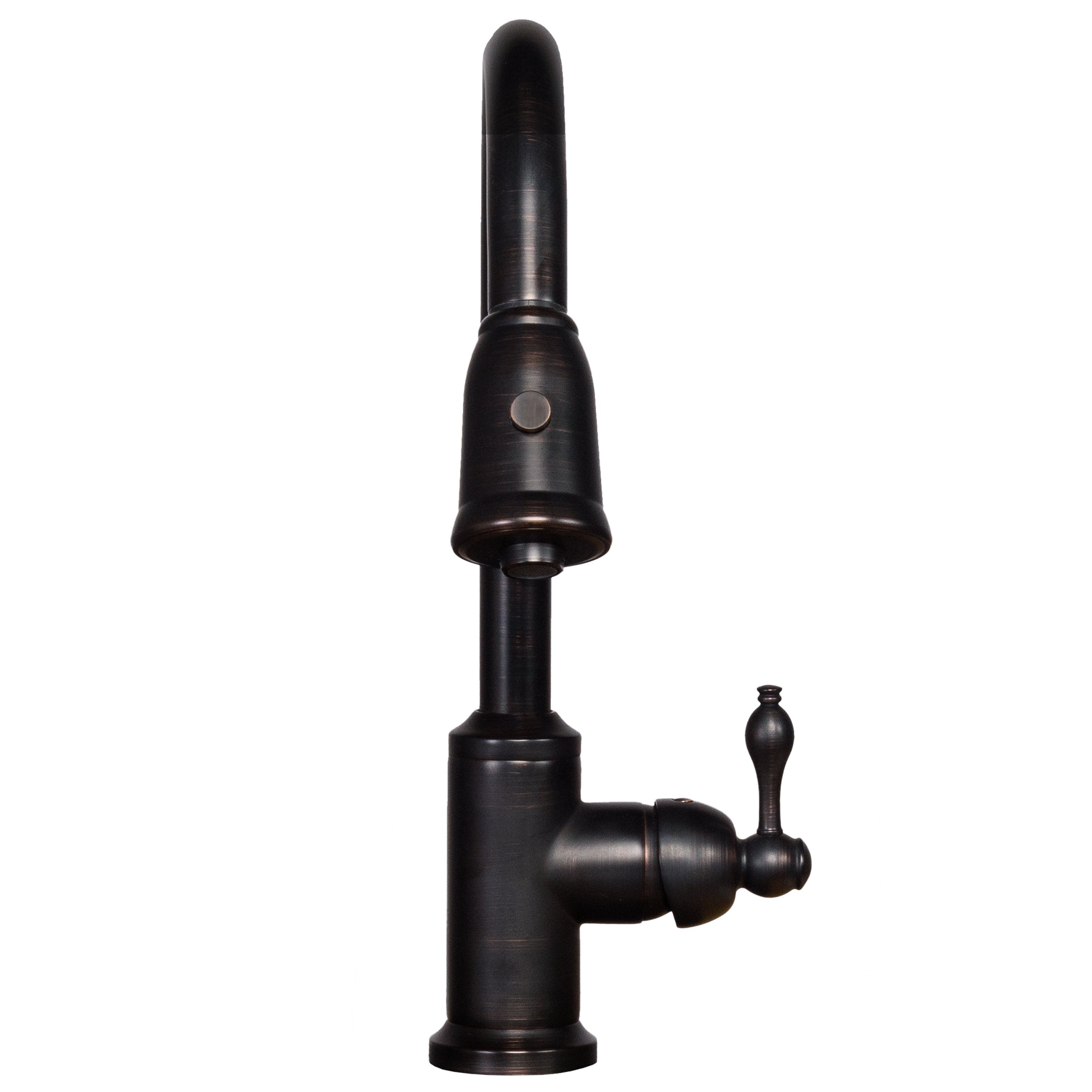 Premier Copper Products Single Handle Kitchen Faucet with Pullout Spray in Oil Rubbed Bronze-DirectSinks
