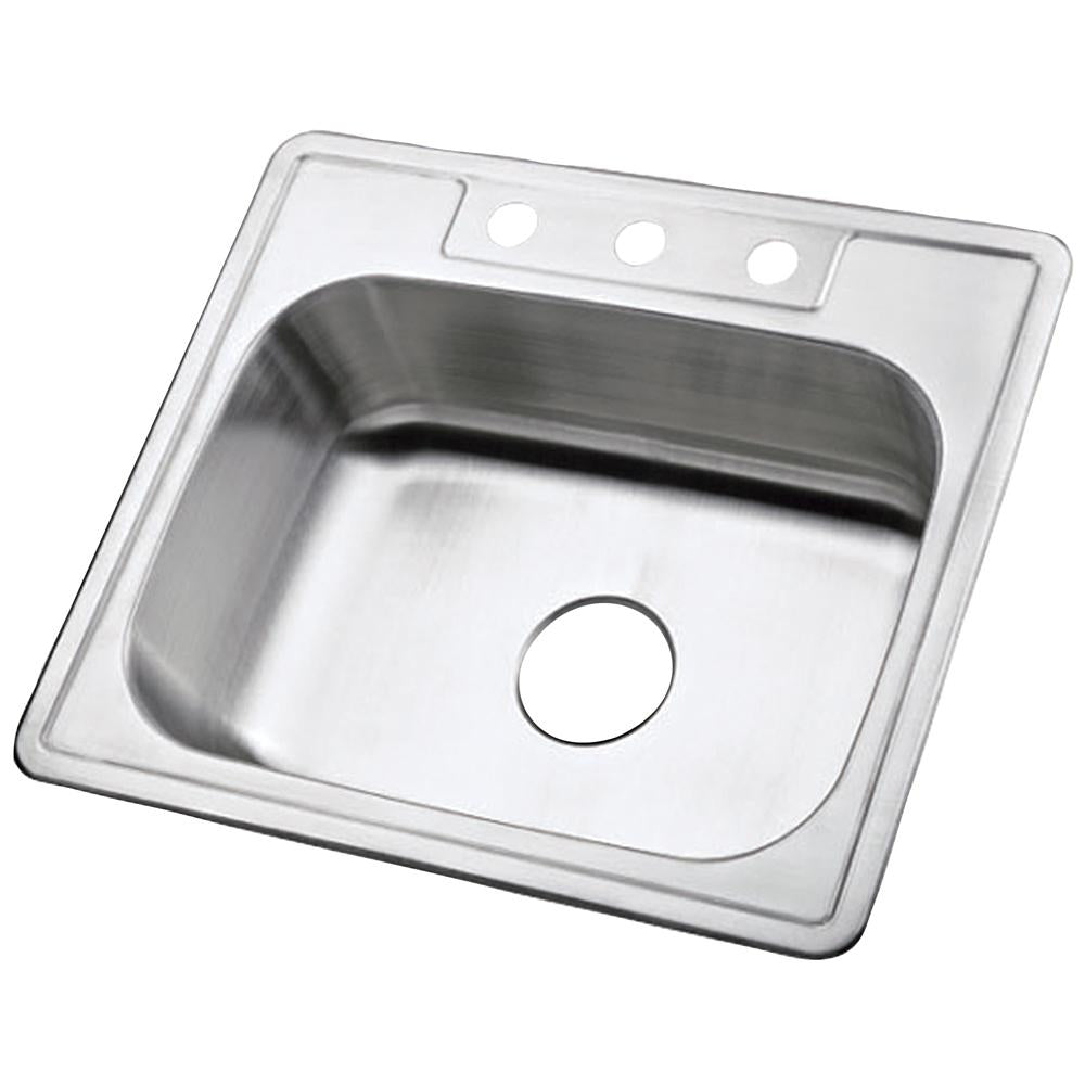 Gourmetier K25228BN Carefree Stainless Steel Single Bowl Self-rimming Kitchen Sink, Satin Nickel-Kitchen Sinks-Free Shipping-Directsinks.