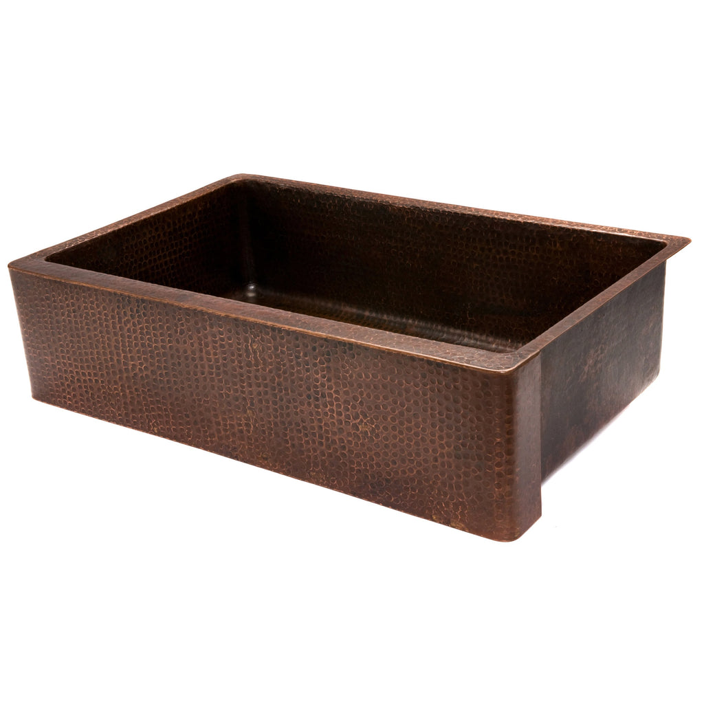 Premier Copper Products 35" Hammered Copper Kitchen Apron Single Basin Sink