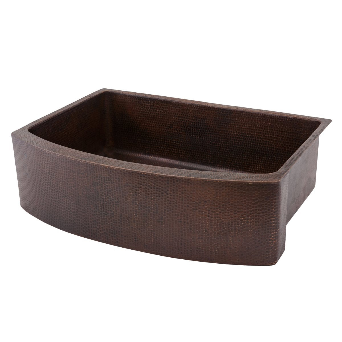 Premier Copper Products 30" Hammered Copper Kitchen Rounded Apron Single Basin Sink-DirectSinks