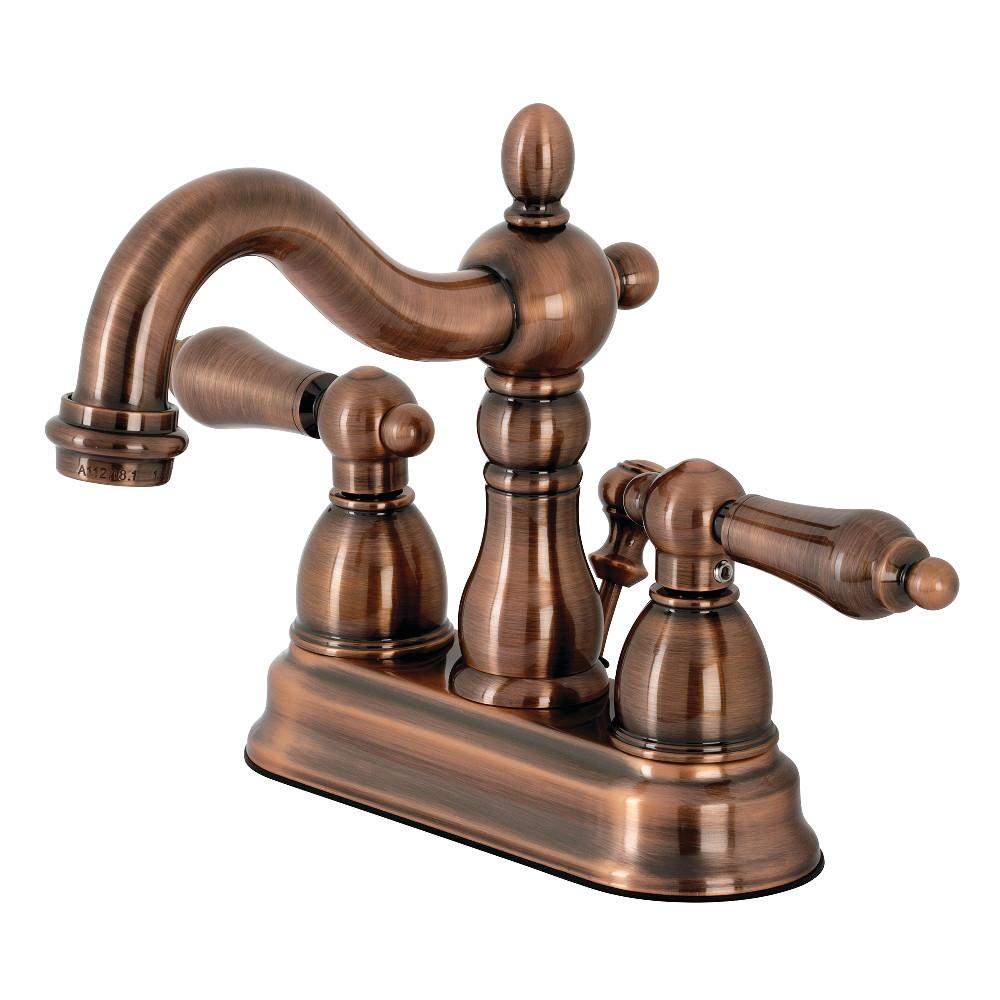 Kingston Brass KB160ALAC Heritage 4 in. Centerset Bathroom Faucet, Antique Copper