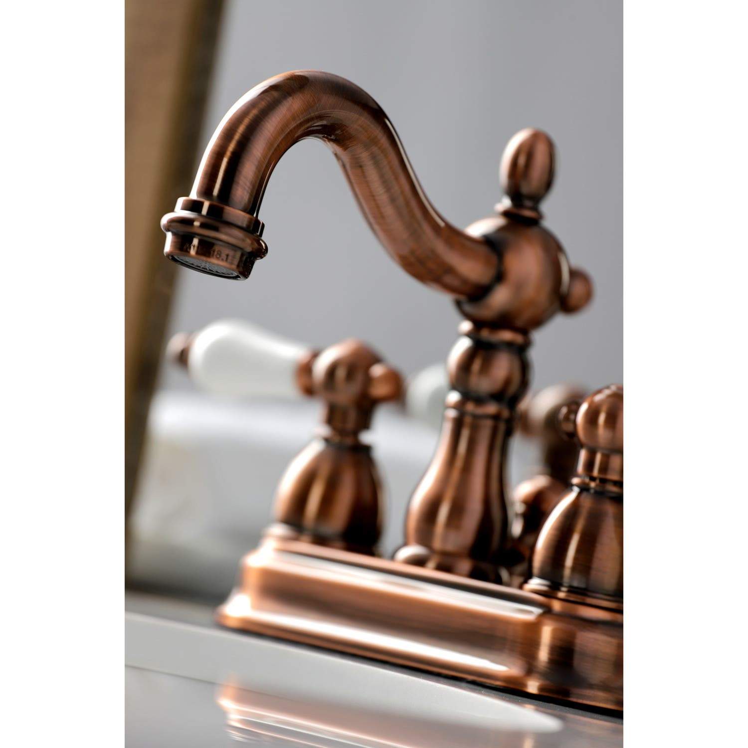 Kingston Brass KB160PLAC Heritage 4 in. Centerset Bathroom Faucet, Antique Copper
