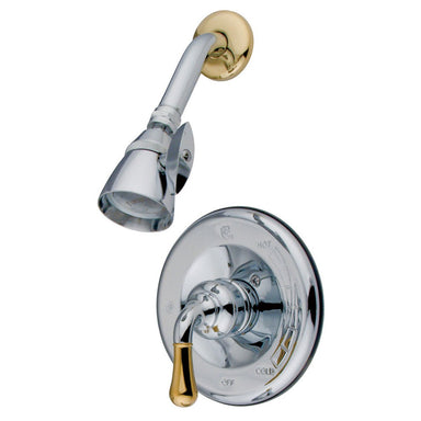 Kingston Brass Magellan Single Handle Shower Faucet in Polished Chrome with Polished Brass-Shower Faucets-Free Shipping-Directsinks.
