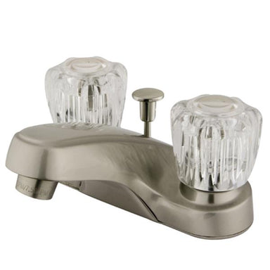 Kingston Brass Americana Two Handle 4" Centerset Lavatory Faucet in Satin Nickel with Retail Pop-up-Bathroom Faucets-Free Shipping-Directsinks.