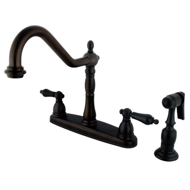 Kingston Brass Heritage 8" Center Kitchen Faucet with Brass Sprayer-Kitchen faucets-Free Shipping-Directsinks.
