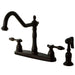 Kingston Brass Tudor 8" Center Kitchen Faucet with Brass Sprayer-Kitchen faucets-Free Shipping-Directsinks.