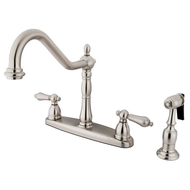 Kingston Brass Heritage 8" Center Kitchen Faucet with Brass Sprayer-Kitchen faucets-Free Shipping-Directsinks.