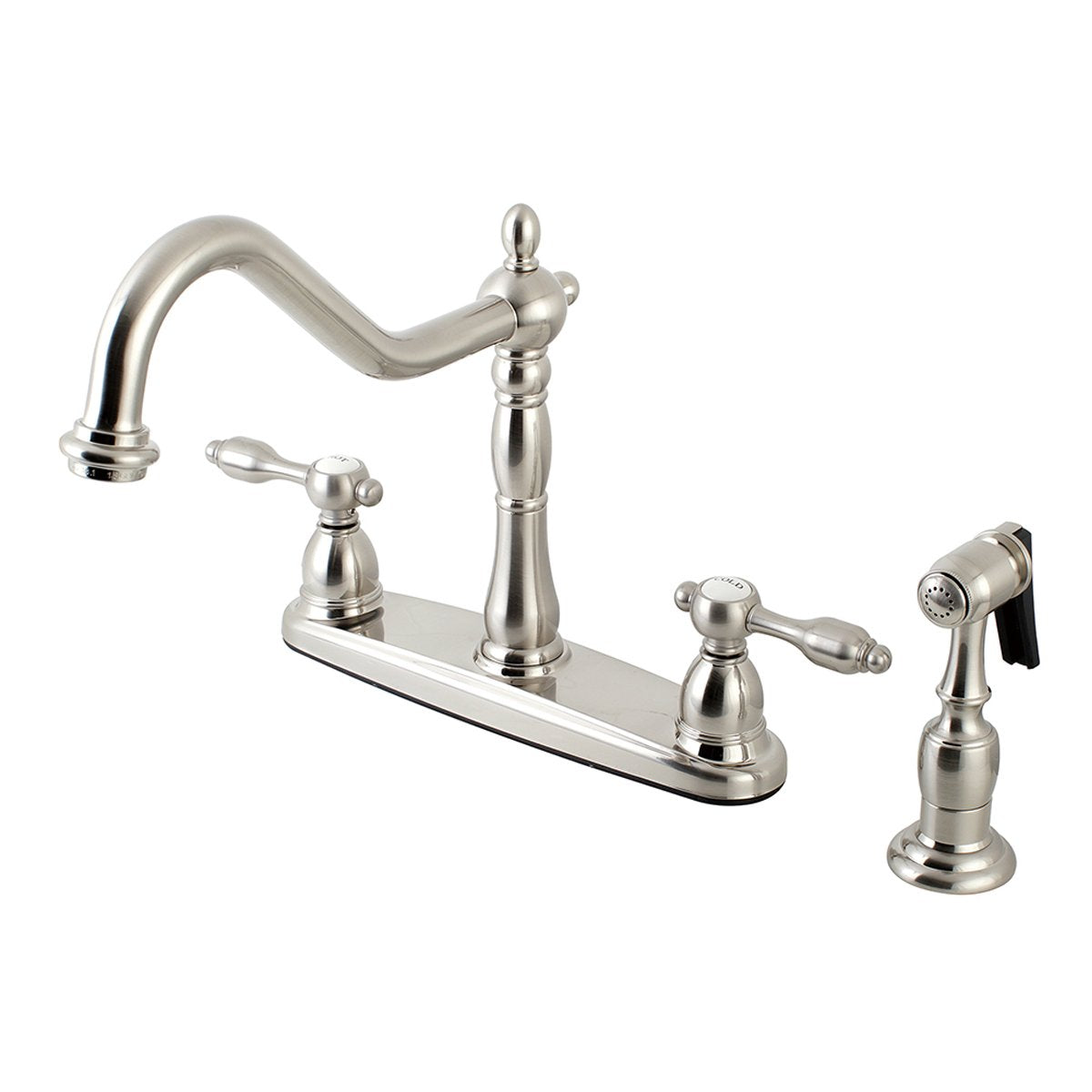 Kingston Brass Tudor 8" Center Kitchen Faucet with Brass Sprayer-Kitchen faucets-Free Shipping-Directsinks.