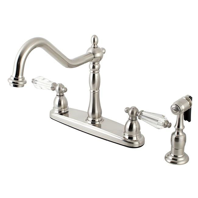 Kingston Brass Wilshire 8" Centerset Kitchen Faucet with Brass Sprayer-Kitchen faucets-Free Shipping-Directsinks.