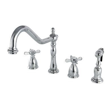 Kingston Brass Essex 8" to 16" Widespread Kitchen Faucet with Brass Sprayer-Kitchen Faucets-Free Shipping-Directsinks.