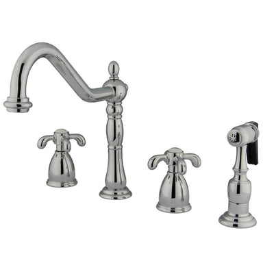 Kingston Brass KB1791TXBS French Country Widespread Kitchen Faucet in Polished Chrome-Kitchen Faucets-Free Shipping-Directsinks.