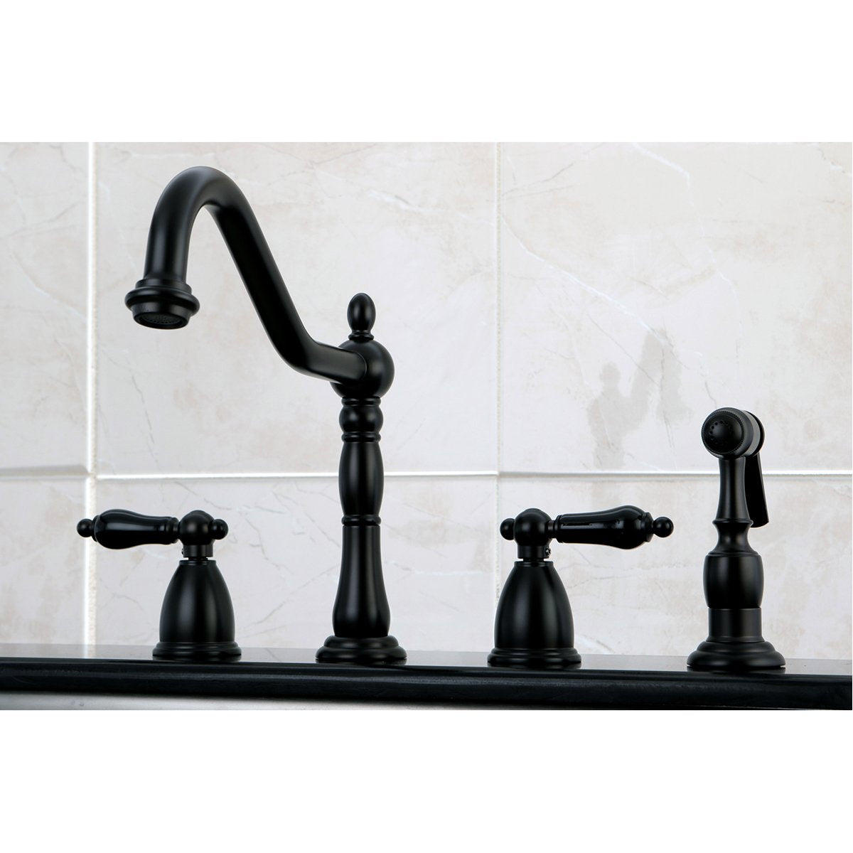 Kingston Brass Duchess Deck Mount Widespread 4-Hole Kitchen Faucet