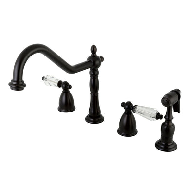 Kingston Brass 8" to 16" Widespread Kitchen Faucet with Brass Sprayer-Kitchen Faucets-Free Shipping-Directsinks.