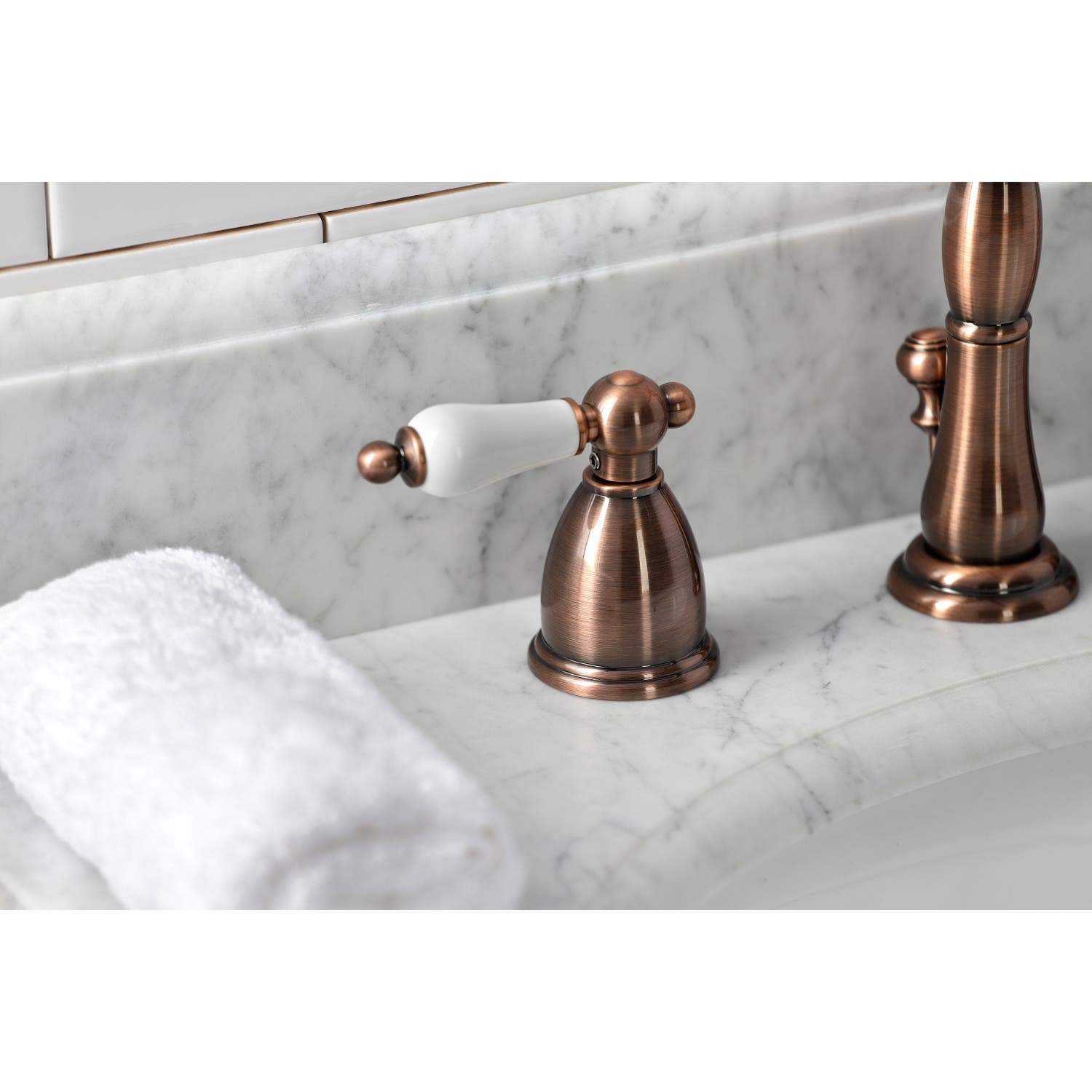 Kingston Brass KB197PLAC 8 in. Widespread Bathroom Faucet, Antique Copper