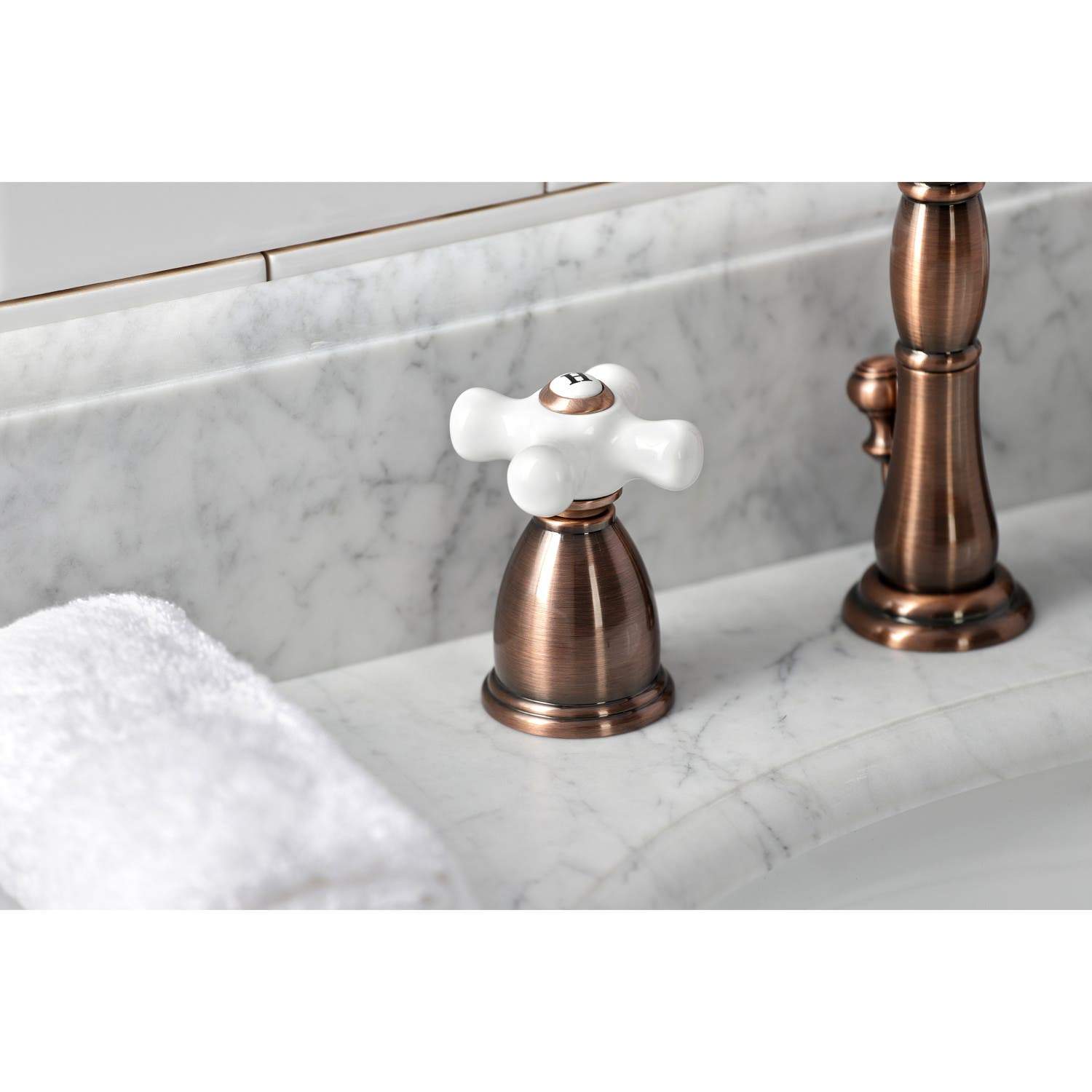 Kingston Brass KB197PXAC 8 in. Widespread Bathroom Faucet, Antique Copper