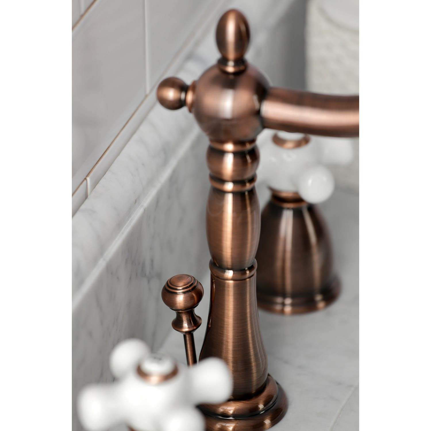 Kingston Brass KB197PXAC 8 in. Widespread Bathroom Faucet, Antique Copper