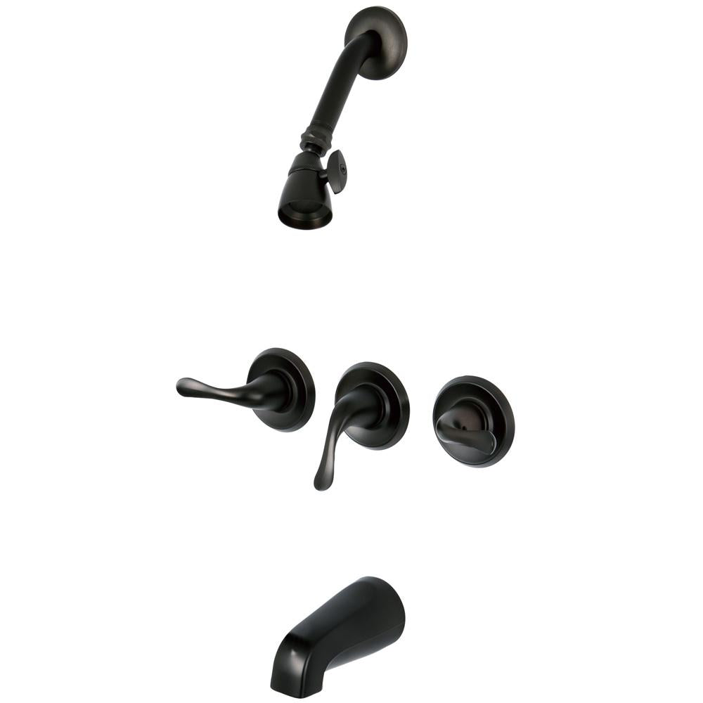 Kingston Brass Yosemite KB2235YL Three Handle Tub Shower Faucet in Oil Rubbed Bronze-Shower Faucets-Free Shipping-Directsinks.