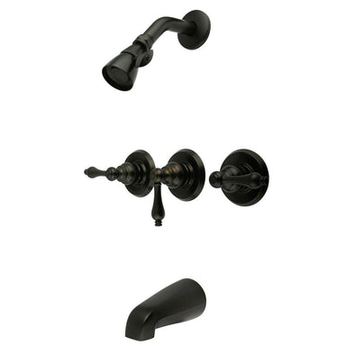 Kingston Brass Magellan Three Handle Oil Rubbed Bronze Tub and Shower Faucet-Shower Faucets-Free Shipping-Directsinks.
