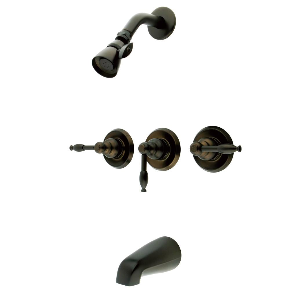 Kingston Brass KB235KL Magellan Three Handle Tub and Shower Faucet-Shower Faucets-Free Shipping-Directsinks.