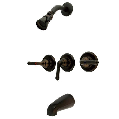 Kingston Brass Magellan Three Handle Tub and Shower Faucet in Oil Rubbed Bronze-Shower Faucets-Free Shipping-Directsinks.