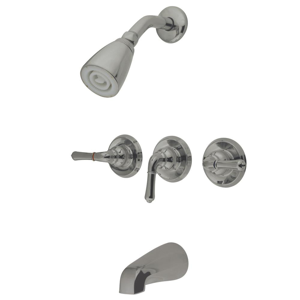 Kingston Brass Magellan Solid Brass Three Handle Tub and Shower Faucet-Shower Faucets-Free Shipping-Directsinks.