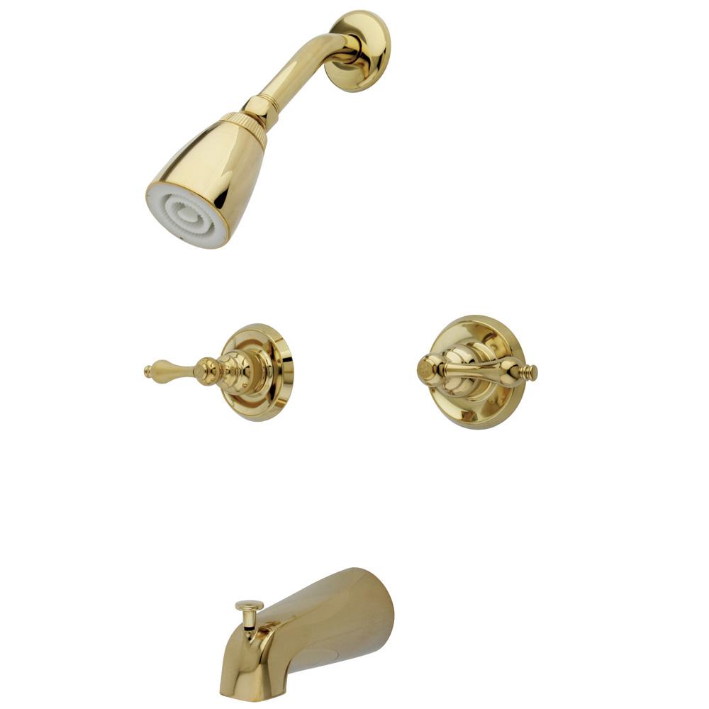 Kingston Brass Magellan Two Handle Tub and Shower Faucet in Polished Brass-Shower Faucets-Free Shipping-Directsinks.
