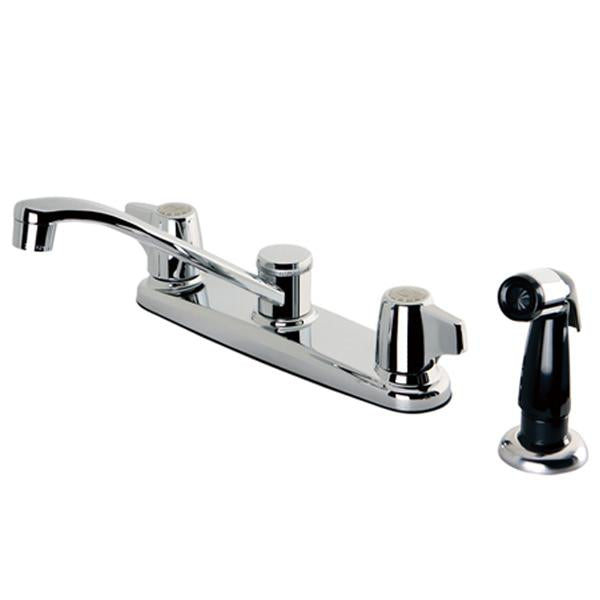 Kingston Brass Magellan Twin Canopy Handle 8" Kitchen Faucet with Side Sprayer-Kitchen Faucets-Free Shipping-Directsinks.