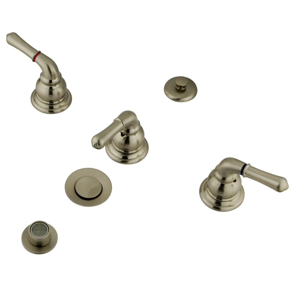 Kingston Brass Magellan Three Handle Bidet Faucet with Brass Pop-up-Bidet-Free Shipping-Directsinks.