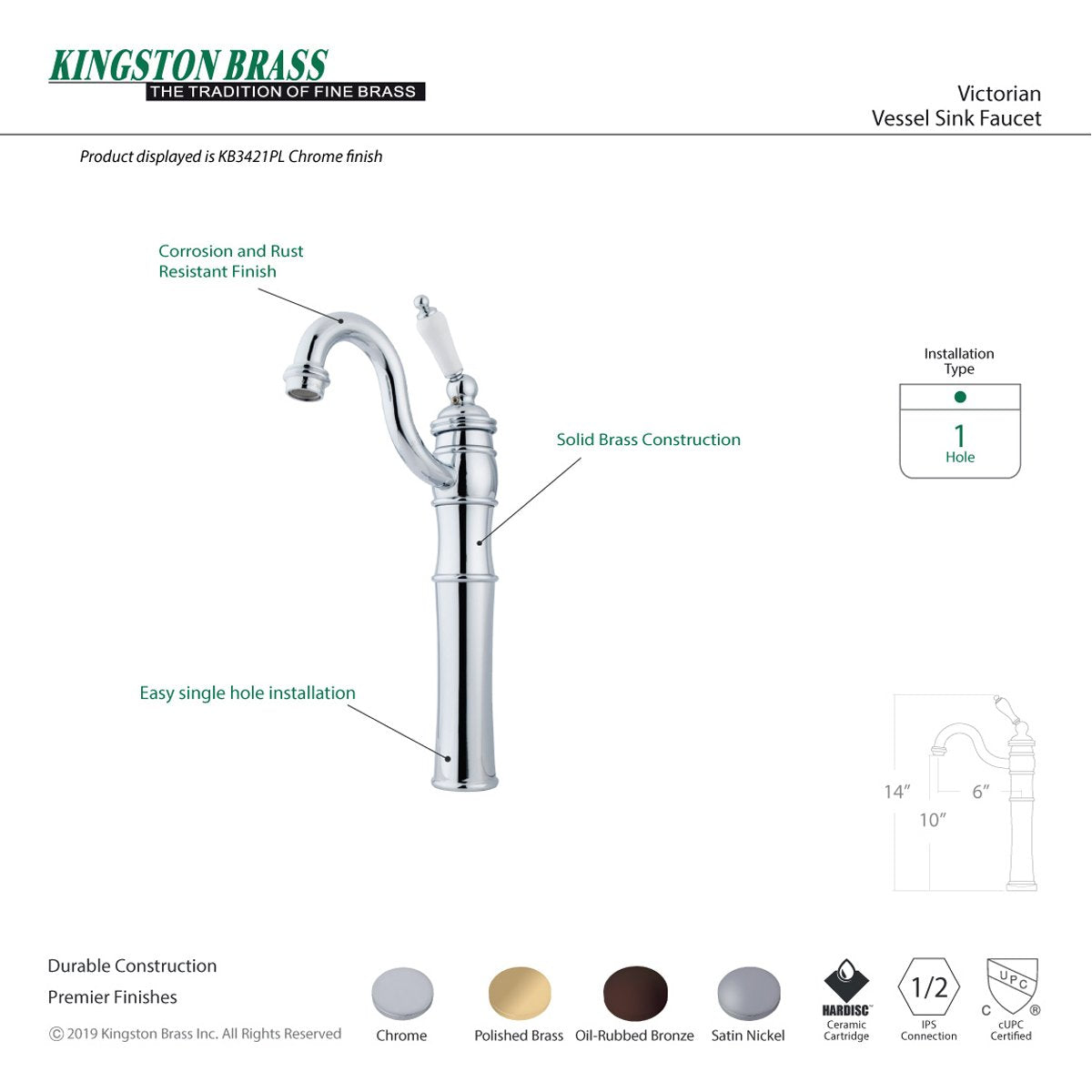 Kingston Brass Victorian Single-Handle Vessel Sink Faucet-DirectSinks