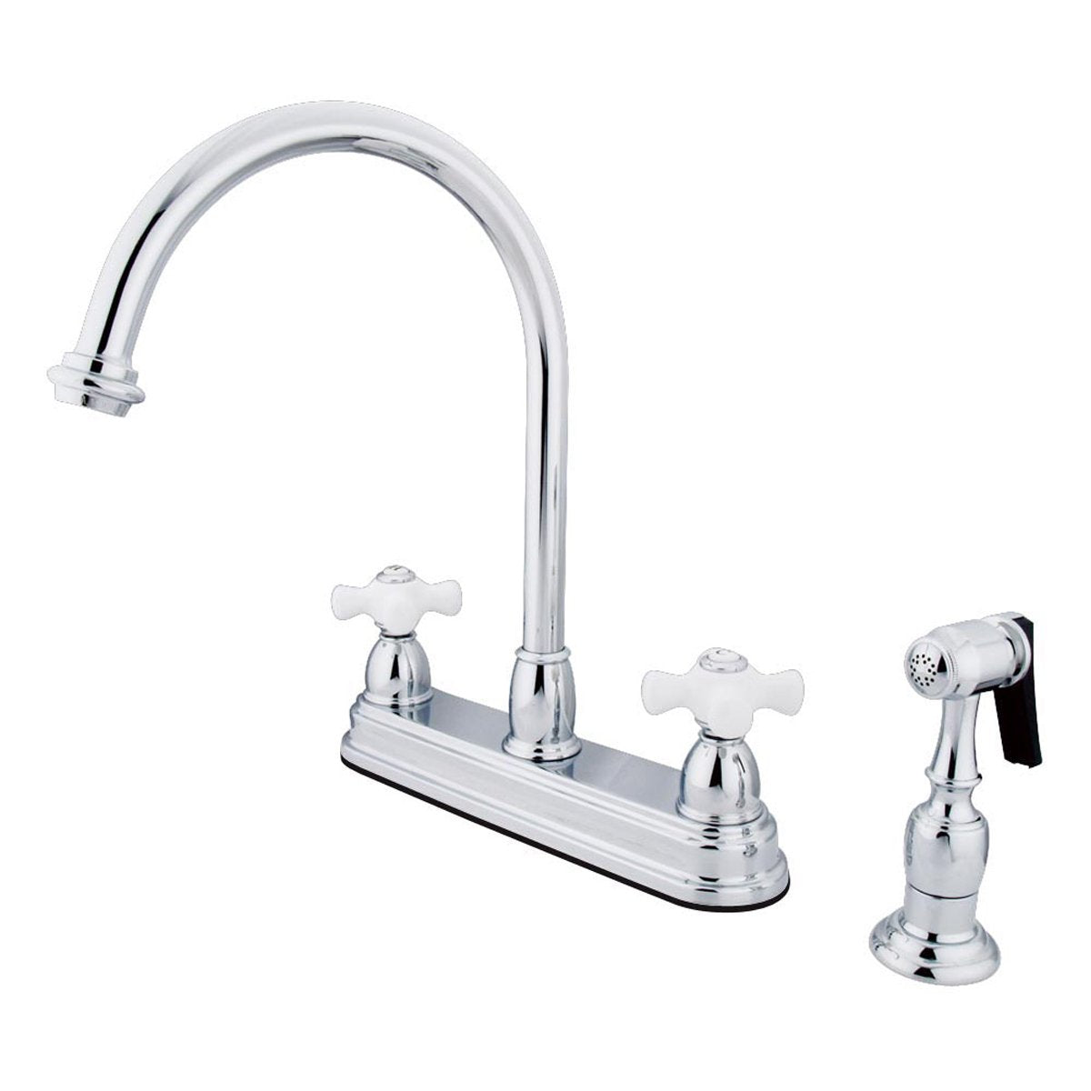 Kingston Brass Classic Restoration Two Handle 8" Kitchen Faucet with Brass Sprayer-Kitchen Faucets-Free Shipping-Directsinks.