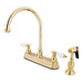 Kingston Brass Restoration Two Handle 8" Kitchen Faucet with Brass Sprayer and Lever Handle-Kitchen Faucets-Free Shipping-Directsinks.