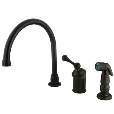 Kingston Brass Buckingham Single Handle Kitchen Faucet with Chrome Sprayer-Kitchen Faucets-Free Shipping-Directsinks.