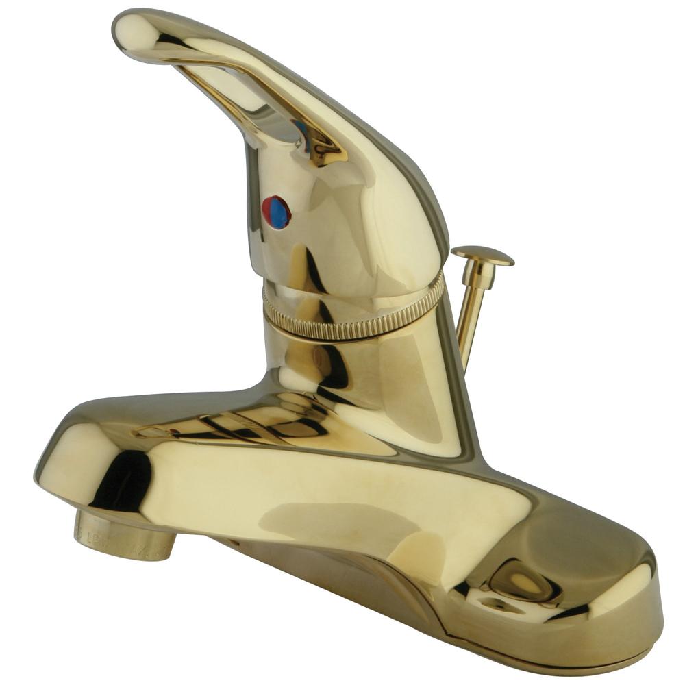 Kingston Brass Wyndham Single Handle 4" Centerset Lavatory Faucet with Brass Pop-up in Polished Brass-Bathroom Faucets-Free Shipping-Directsinks.
